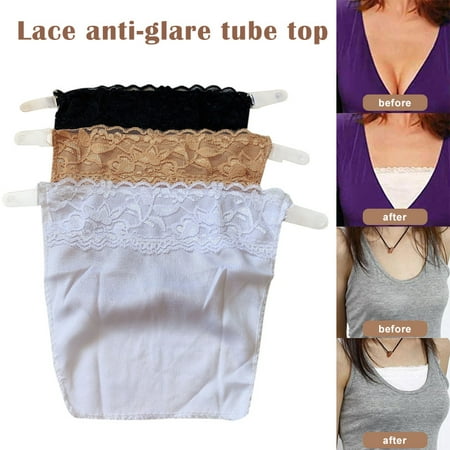 

3 Pcs Cleavage Safe Snap-On Mock Camisole Lace Breathable Stretchy For Women New
