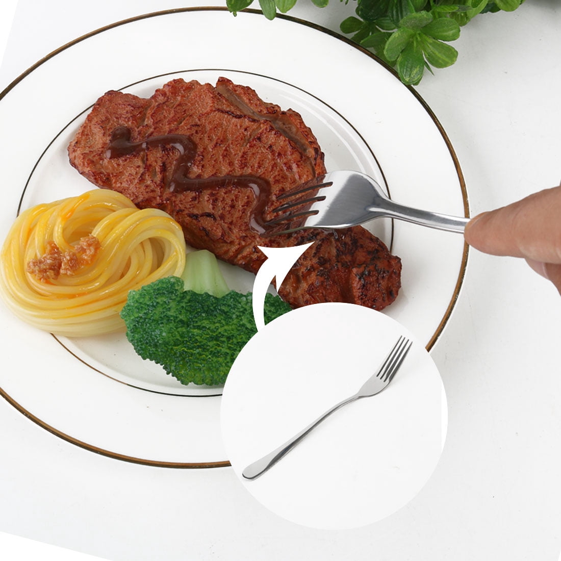 Unique Bargains Household Tableware Stainless Steel Dinner Fork 19.2cm L 6-Pack Silver