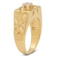 thumbnail image 2 of Large 16mm 14k Gold Plated Hollow Face w/Emerging Solitaire CZ Ring, Size 10, 2 of 7