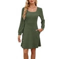 thumbnail image 2 of Pulls pour Femmes Couleur Unie Manches Longues Robe Fermée Robe Décontractée pour Femmes Tailles : P-2TG, 2 of 9