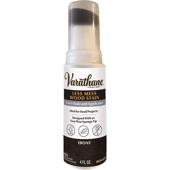 4-pack Varathane Less Mess Wood Stain and Applicator - Low Odor, Semi-Transparent - 4 Pack, 4 oz, Ebony — Exterior Wood Surfaces, UV-Resistant Formula