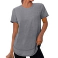 thumbnail image 2 of jiaxiM Plain Tshirts for Women Short Sleeve Plain Cute Summer Tops for Women Casual Womens Oversized Tee Shirts Basic Tees Basic Flowy Tops Tees Blouses,Grey, 2 of 7