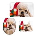 thumbnail image 2 of de 3 alfombrils , alfombra de Pedestal, cubierta de tapa de inodoro, decoración , perro de Navidad Gloria Juego de alfombras de baño Nopslip, 2 of 9