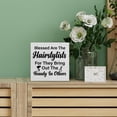 thumbnail image 4 of Zomyto 7"x7" Hairstylist Gifts, Hair Salon Decor Blessed Are the Hairstylists for the Bring out the Beauty in Others Wooden Sign Barbershop Decor Rustic Hairdresser Wood Block Signs for Desk Shelf, 4 of 5