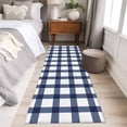 thumbnail image 5 of Navy Blue Plaid Check, Runner Rug 2x6 FT, Non Slip Hallway Carpet, Geometrical Abstract Lattice Washable Soft Floor Carpet Throw Runner Carpet Long Rug for Entryway Kitchen Bedside Sliding Door, 5 of 9