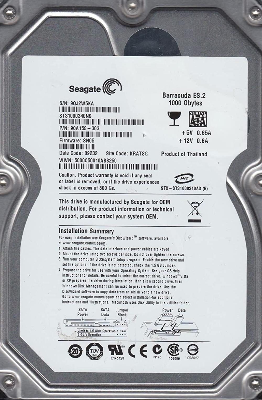 Seagate ST31000340NS 1TB Hard Drive, The Seagate Barracuda ES enterprise hard drive is the industry's most reliable, highest capacity 7200-RPM hard drive for.., By Visit the Seagate Store