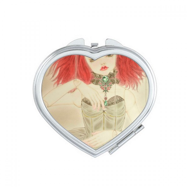 Puppet Doll Chinese Style Watercolor Mirror Travel Magnification Portable Handheld Pocket Makeup