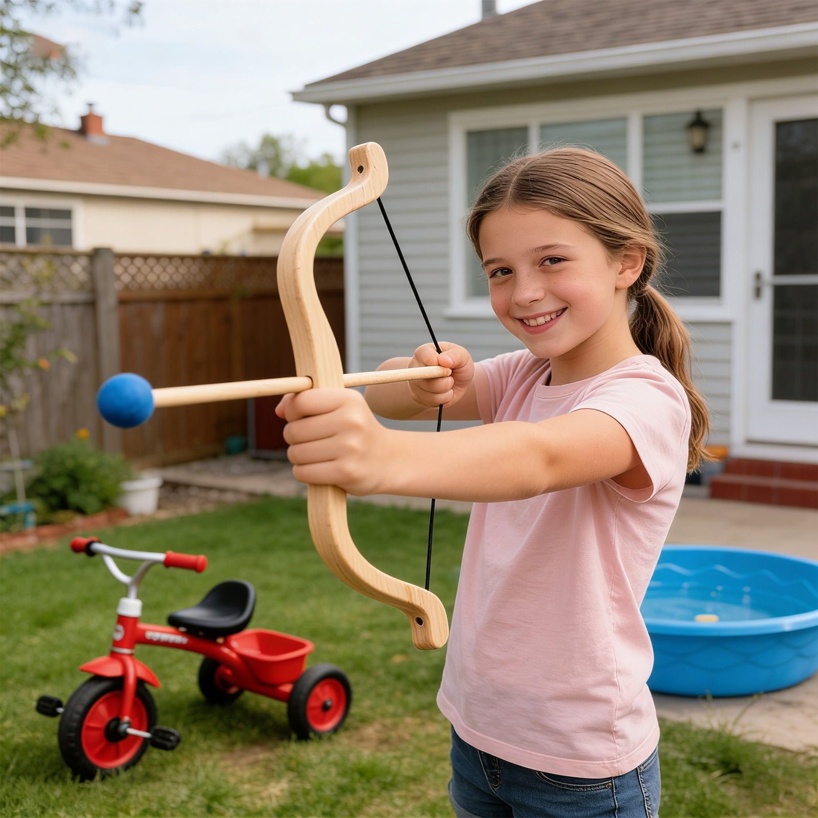 Bow and Arrow Wooden Archery Toy Set, Includes 3 Arrows 3 Targets Quiver, for Christmas Birthday New Year Gifts, Easter Basket Stuffer