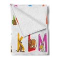 thumbnail image 2 of Alphabet Soft Flannel Fleece Throw Blanket, Nursery Educational Graphic of Cartoonish Animals with First Letters of Names, Cozy Plush for Indoor and Outdoor Use, 50" x 60", Multicolor, by Ambesonne, 2 of 5