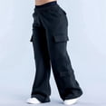 thumbnail image 4 of Pantalones Deportivos de Mujer, Estilo Cargo, de Pierna , Holgados, Ideales para Otoño, para el Trabajo y para Viajar. Negro M, 4 of 7