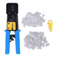 thumbnail image 1 of Kit de herramientas de engarzado, herramienta incisiva de mantenimiento de cables de acero con alto contenido de carbono con 50 Uds. De conectores RJ y cubierta, 1 of 5