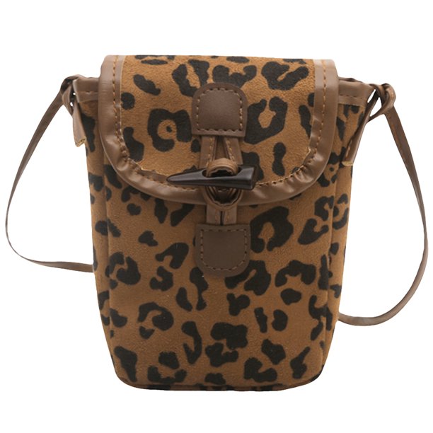 Bolso Hombro Versátil Retro para Mujeres Casual Leopardo Faux Falso Gamuza