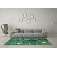 thumbnail image 3 of Ahgly Company Indoor Rectangle Abstract Turquoise Blue Modern Area Rugs, 2' x 5', 3 of 4