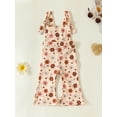 thumbnail image 2 of Bagilaanoe Toddler Baby Girl Jumpsuit Sleeveless Floral Print Romper Overalls 6M 12M 18M 24M 3T 4T Kids Long Flare Pants Summer Outfits, 2 of 9