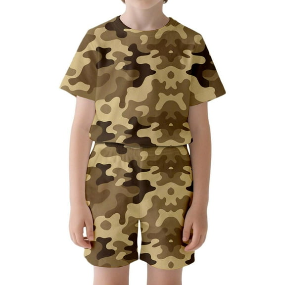 SUXIAN Outdoor Training for Primary and Secondary School Students Childrens Training Performance Physical Fitness Age 3-13 Years Outfit Sets Khaki 10T