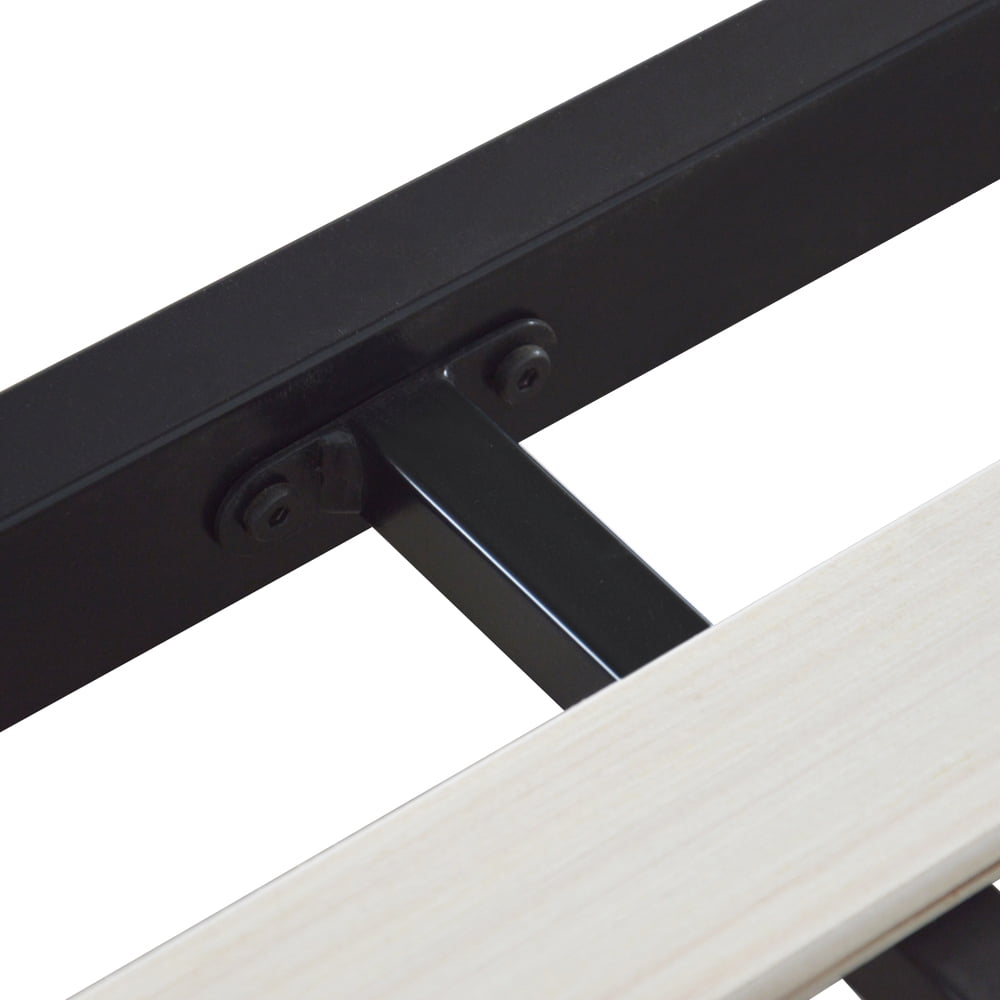 Iron Bed Frame, Tall Heavy-Duty Steel Slats, Head Support/Bed Frame/Platform Bed, Queen Size Black