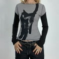 thumbnail image 4 of Telankuip Y2k Loose Fit Pullover Tshirts Crew Neck Long Sleeve Two Piece Harajuku Printed Punk Tees Casual Soft Comfortable Rock Emo Grunge Fall Going out Tops Grey M, 4 of 6