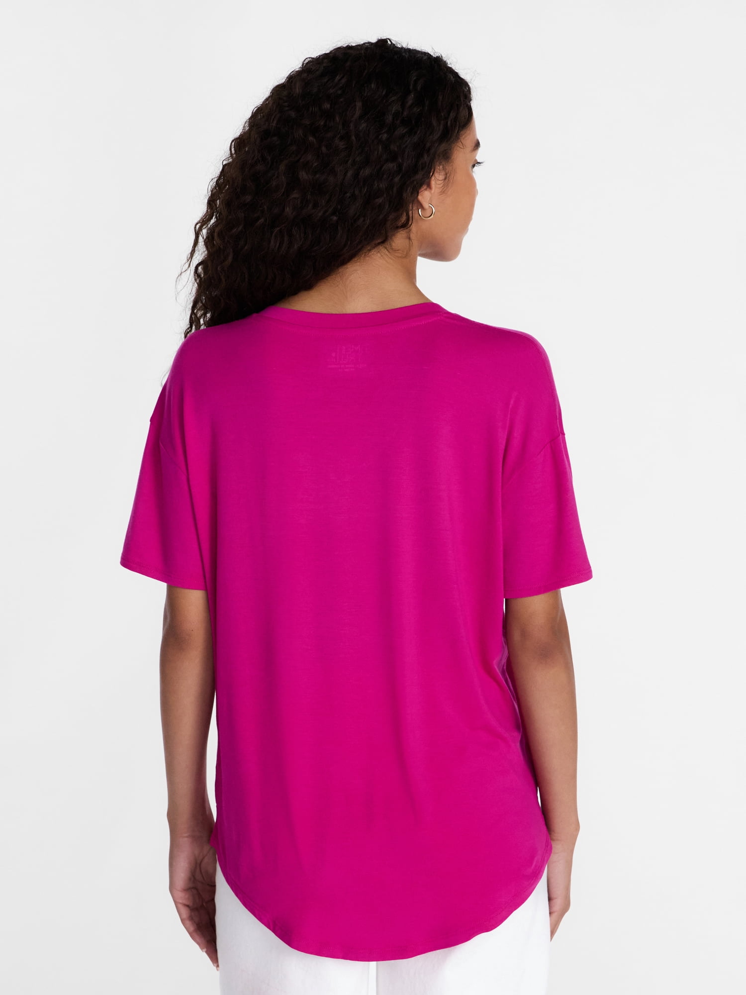 Time and Tru Women's V-Neck Tunic Tee with Short Sleeves, Sizes XS-XXXL