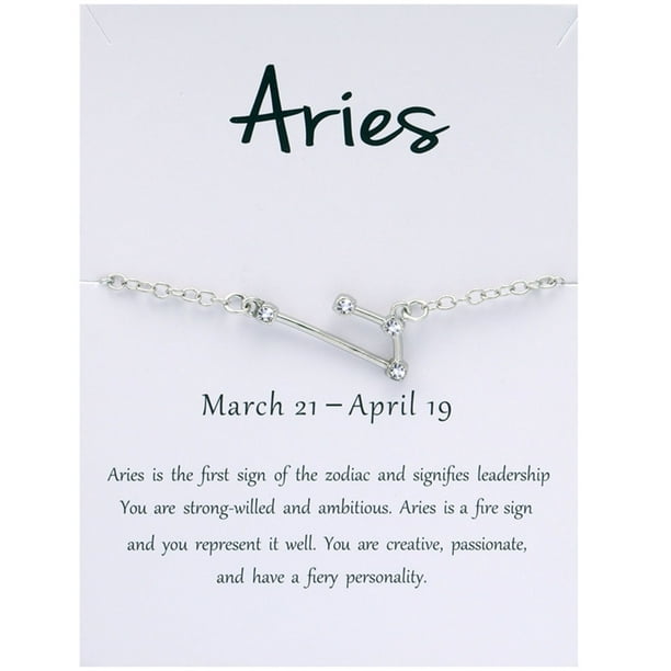 Mujeres 925 Plata Zodiaco 12 Constelación pulsera de enlace con una tarjeta de bendición