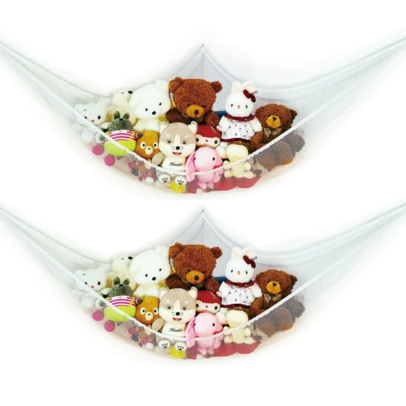 85X63X63 in JUMBO Stuffed Animal Hammock Corner Toy Teddy Bear Hammock Net Stuffed Animal Storage Net! (2Pack)