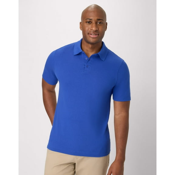 Hanes Men's Pique Polo Shirt (Big & Tall Sizes Available) Deep Royal L