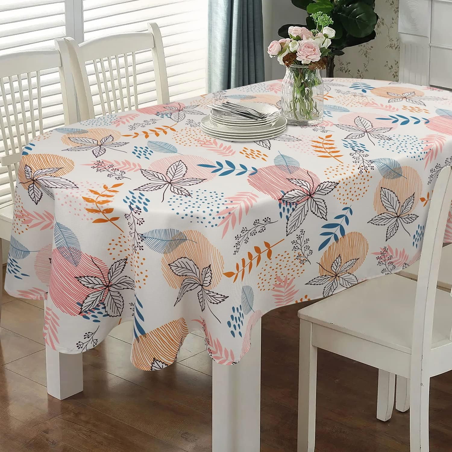 Oval Tablecloth 52 x 70 Inch, Boho Orange Tablecloth for Oval Table ...