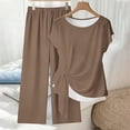 thumbnail image 5 of Hurxie 2 Piece Lounge Sets for Women Spring Vacation Summer Outfits Matching Two Pcs Knit Tracksuits Sweat Suits Brown,L, 5 of 5