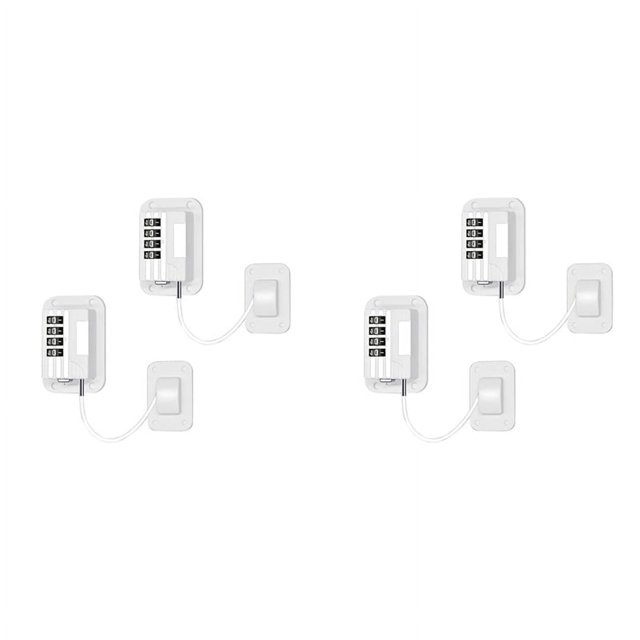 Cerradura para refrigerador con código, paquete de 4 cerraduras para refrigerador, sin taladrar, cerraduras para refrigerador, enfriador de vino, cajón de ventana