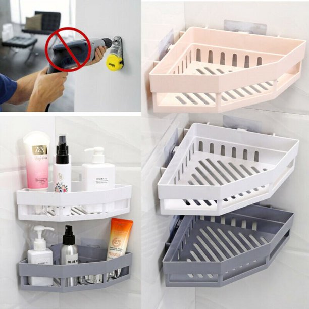 Suction Wall Hanging Triangular Shower Caddy Shelf Bathroom Corner Bath Rack Storage Holder Organizer Shampoo Shower ShelvesGrayUnited Kingdom He Qiyong unisex