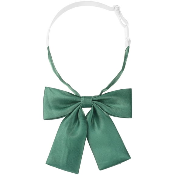 INSPIRE CHIC Womens Metallic Shiny Bow Ties Solid Color Square End Pre-tied Bow Ties for Uniform Dark Green One Size