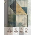 thumbnail image 6 of Rhombus Navy Blue Green Sheer Curtains 72 Inch Length 2 Panels Set, Geometric Modern Abstract Voile Window Treatment Rod Pocket Curtains Sheers Drapes for Bedroom/Living Room/Kitchen 52"x72"x2, 6 of 7