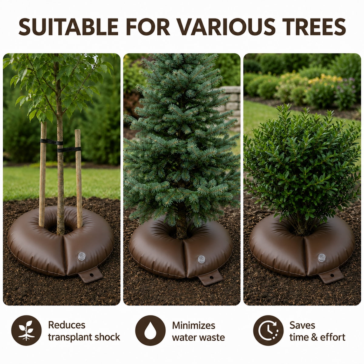 Tree Watering Bag Ring Drip Irrigation 15 Gallon Deep Root Slow Release Plant Irrigation for Newly Planted Garden Tree Watering System 2 Pcs