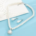 thumbnail image 3 of Shenmeida 2Pcs/set Wedding Faux Pearl Necklace Earrings Set Pearl Teardrop Bridal Rhinestones Jewelry for Women Bridesmaids Brides, 3 of 7