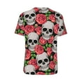 thumbnail image 3 of Balery Skull and Roses Baseball Jersey for Men Casual Button Down Shirts Short Sleeve Active Team Sports Uniform-Large, 3 of 9