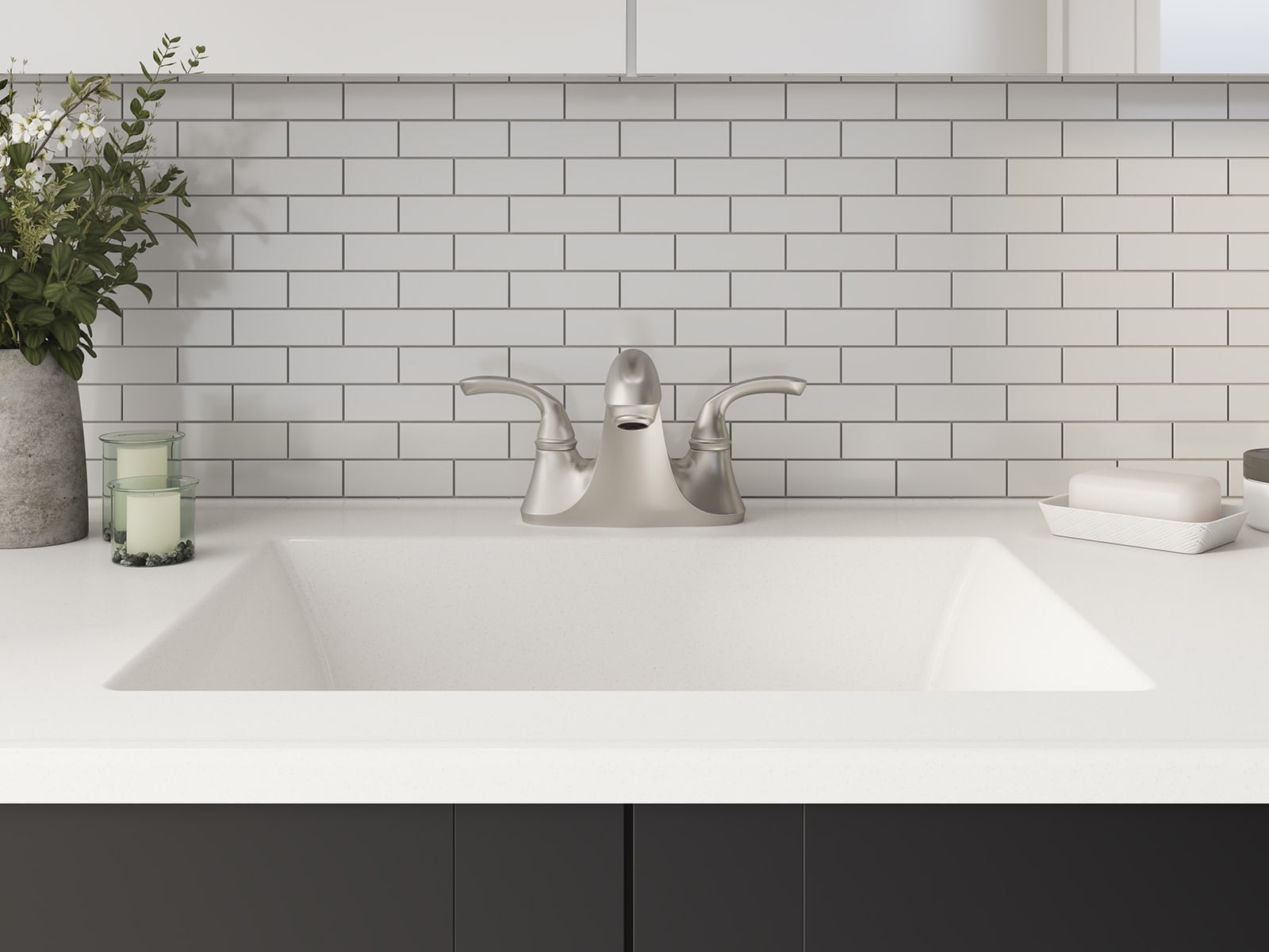 Kohler  Forte Sculpted Lever Handles Centerset Bathroom Sink Faucet