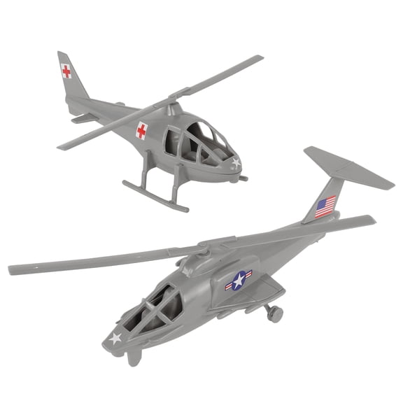 TimMee Air Support Helicopters - 2pc Gray Plastic Army Men Choppers US Made