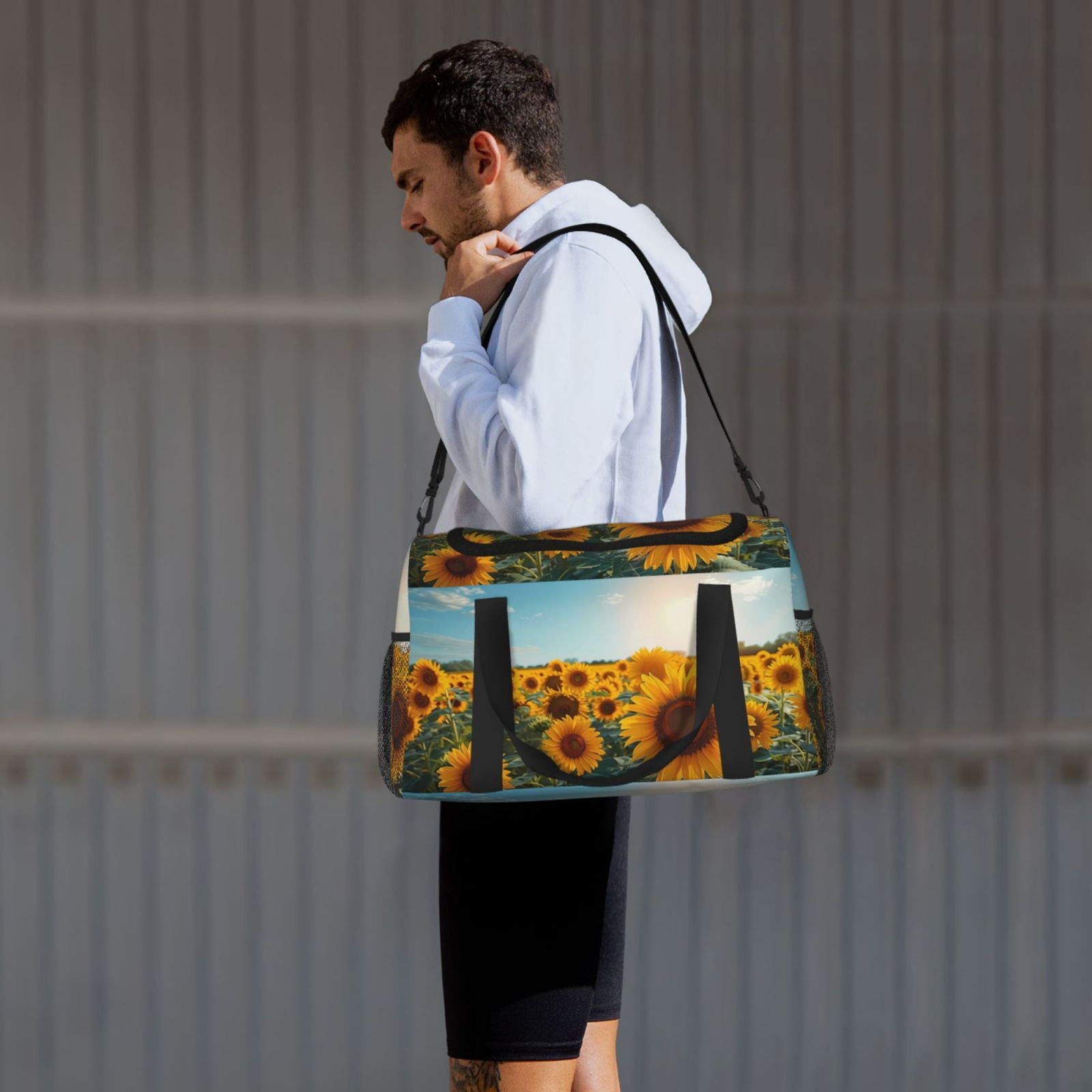 Fuzoiu Sunlit Sunflower Field Print Travel Duffle Bag,Carry On Tote Bags,Duffel Bag,Sport Gym Bag, Hospital Bag for Labor and Delivery, Overnight Bag,Luggage Bag