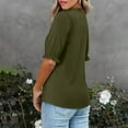 thumbnail image 4 of Summer Akafmk 3/4 Sleeve Shirts for Women,Summer Womens Smocked Cuffs Tunic Tops,Fashion Casual 1/2 Sleeve Half Sleeve Solid Fold Round Neck Button Ladies Top Blouse, 4 of 5
