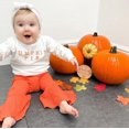 thumbnail image 2 of Toddler Baby Girl Halloween Outfit Pumpkin Sweatshirt Long Sleeve Shirts Tops Bell Bottoms Flare Pants Set Fall Winter Clothes, 2 of 8