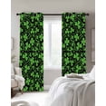 thumbnail image 2 of St. Patrick's Day Blackout Curtains 54 Inch Length 2 Panels Set for Living Room Bedroom, Lucky Shamrocks Green Leaves Vintage Black Room Darkening Window Curtains Thermal Black Out Curtain 52"x54", 2 of 8