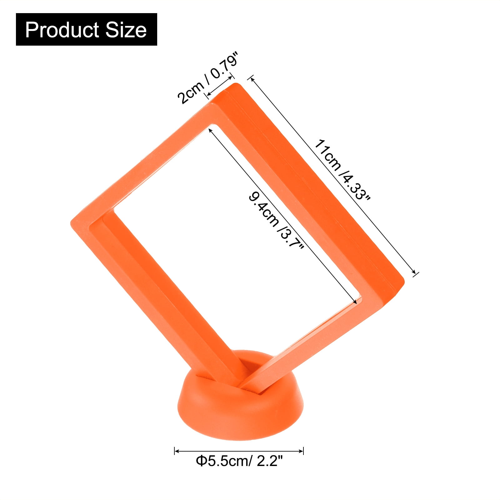 Unique Bargains 4Pcs Floating Frame Display Holder Stand 4.33" x 4.33" x 0.8" Orange