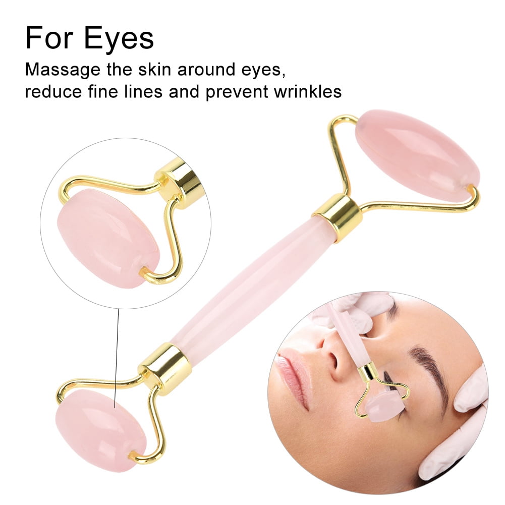 Sarapandan Jade Roller Natural Rose Crystal Double-end Face & Eye Massage Anti Aging Guasha Massager