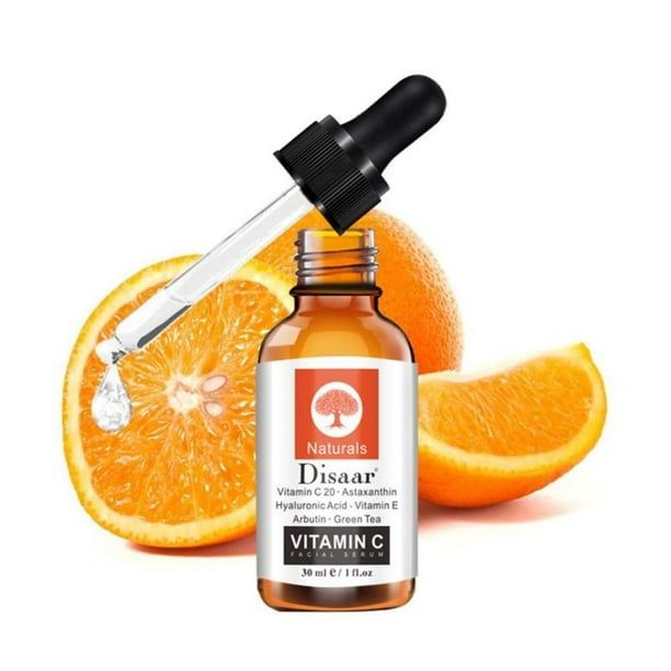 Serum Vitamina C, 2 Piezas Disaar Naturals. Serum Facial Antiarrugas Hidratante. Aclara, Revitaliza, Restablece y Tonifica la Piel Disaar 2 serum Vitamina C Disaar Naturals