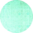 thumbnail image 1 of Ahgly Company Indoor Round Persian Turquoise Blue Traditional Area Rugs, 4' Round, 1 of 4