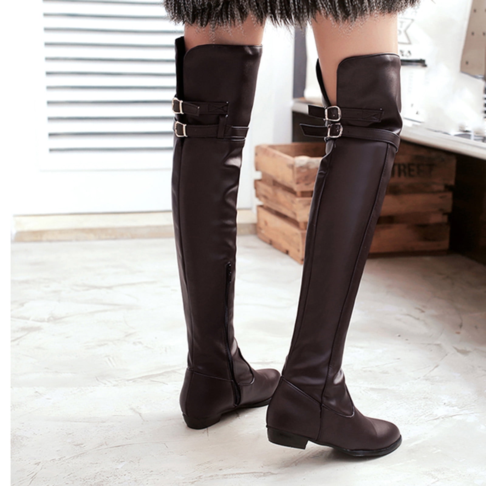 Summer Saving Clearance AXXD Low-Heeled Knee High Boots