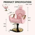 thumbnail image 4 of KIGOTY Pink Barber Chair Reclining Salon Chair for Salons and Barbershops Modern Styling Chair Adjustable Barber Chair for Professional Haircuts, 4 of 8