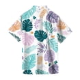thumbnail image 4 of Mens Hawaiian Shirt Short Sleeve Summer Casual Tropical Print Button Down Shirts for Men Fashion Holiday Beach Shirts White 2XL, 4 of 6