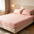 thumbnail image 4 of Ice Silk Summer Mattress Protector - Quilted Waterproof Bed Cover Set, Comfortable Nylon Spandex Topper for All Mattresses, Pink, JKODE, 4 of 6