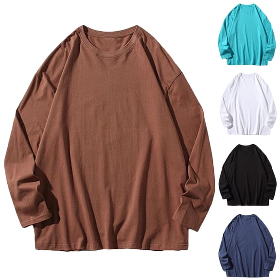 Momasggi Men's Big and Tall Shirts Casual Long Sleeve Crewneck Pullover Tops Solid Color Basic Tshirts Lightweight Soft Workout Gym Sweatshirts Blue 3XL