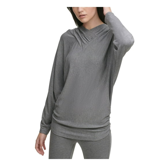 DKNY Womens Dolman-Sleeve Hoodie Sweatshirt, Grey, Small